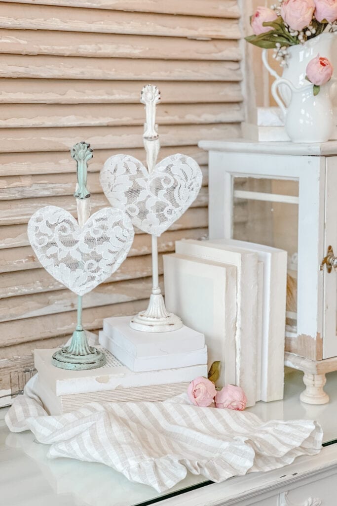 DIY Shabby Chic Lace Heart - Live Oak Nest French Country Cottage Home