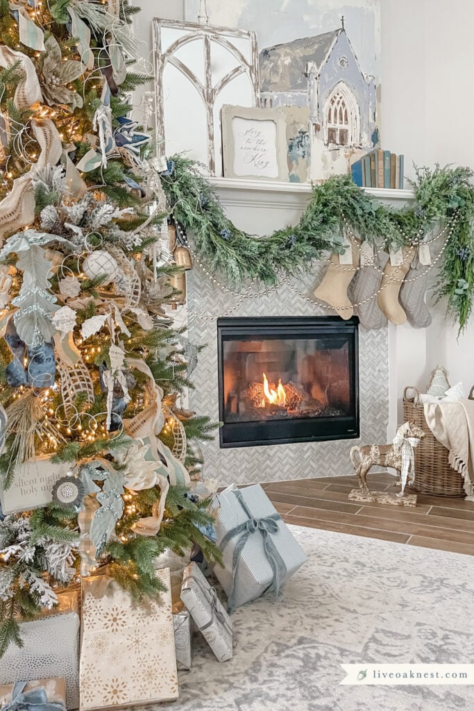 french country christmas decorated homes