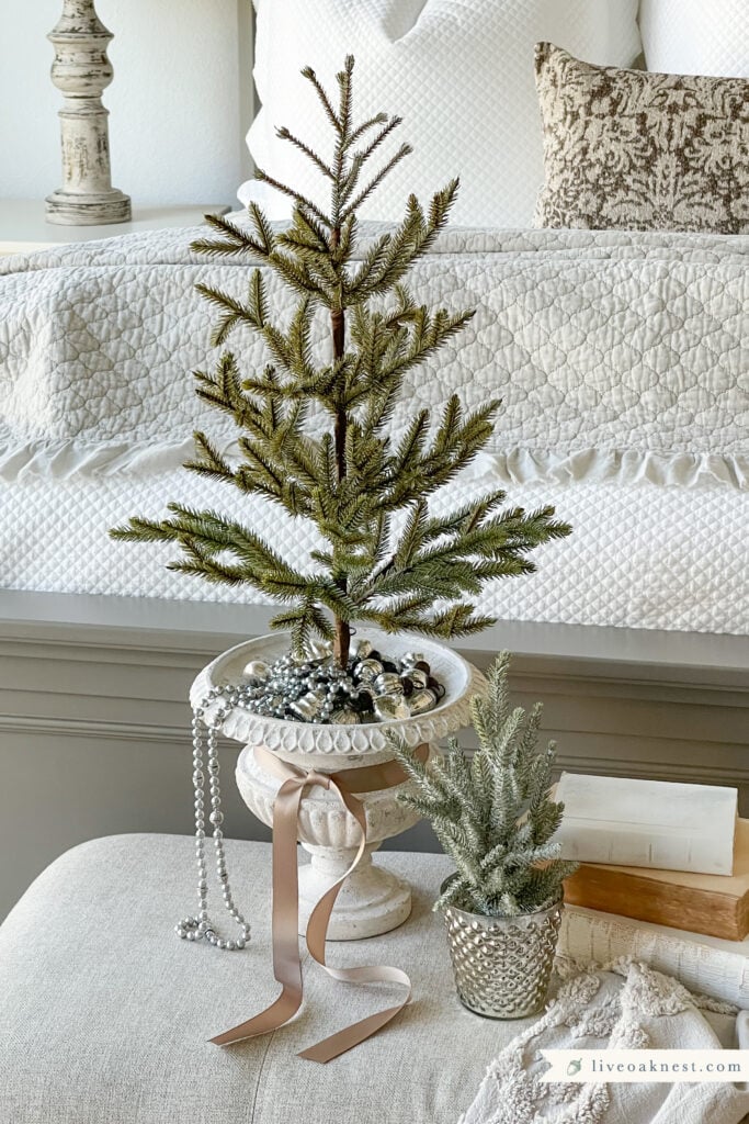 Tiny Bottle Brush Christmas Trees on Vintage Wood Spools