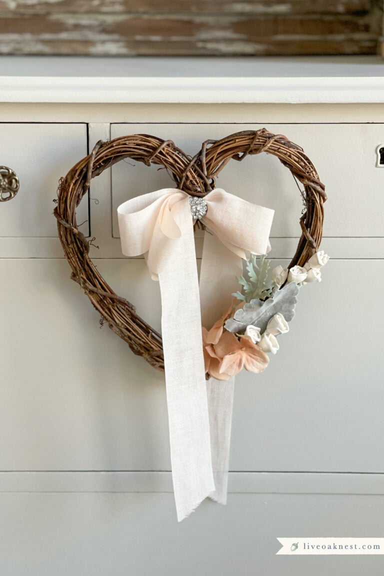 DIY Rustic Valentine Wreath with Yarn and hearts - The Crafting Nook