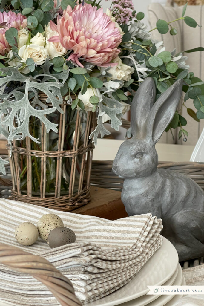Spring Cottage Decor Finds Blue Rabbit Pitcher from Live Oak Nest www.liveoaknest.com