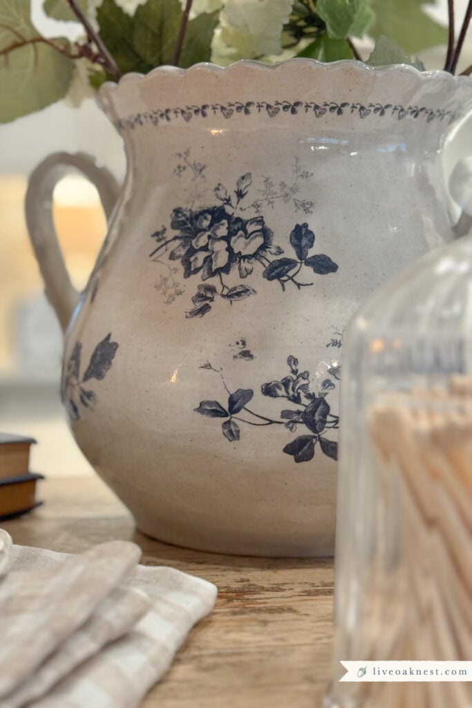 Timeless Magnolia Home Decor, Heirloom Garden Navy Floral Vase With Handles